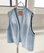 fB[X 51/2 STUDS DENIM VEST XsbNXp W u[ t[