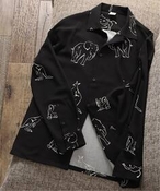 メンズ 【POOLHOTEL】 ANIMAL ART SHIRTS ベーセーストック シャツ ブラック M