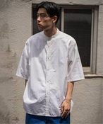 メンズ 【ETS.MATERIAUX / マテリオ】ショートスリーブ バンドカラーシャツ エディフィス ホワイト 3